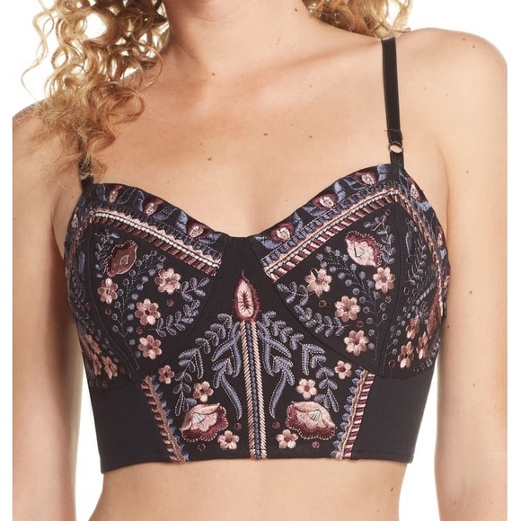 Free People Tops - NWT Free People Embroidered Floral Bustier Croptop